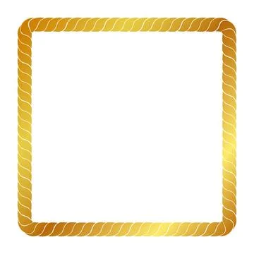 Simple vector square frame from golden rope for element design Illustrazione stock