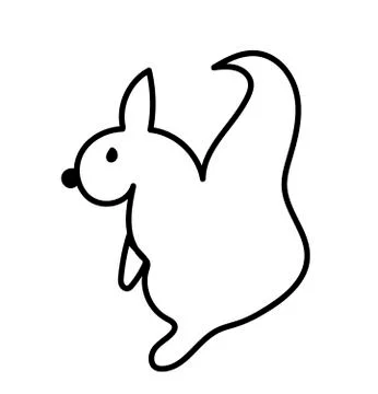 Simple vector squirrel. Animal autumn illustration with black lines Stock Illustration