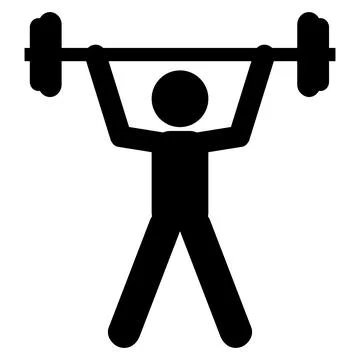 Simple Vector Stick man Workout using barbell, Isolated on white Illustrazione stock