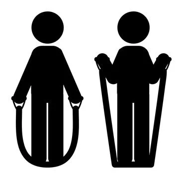 Simple Vector Stick man Workout Bicep Curl using Resistance Band, Isolated on 스톡 일러스트