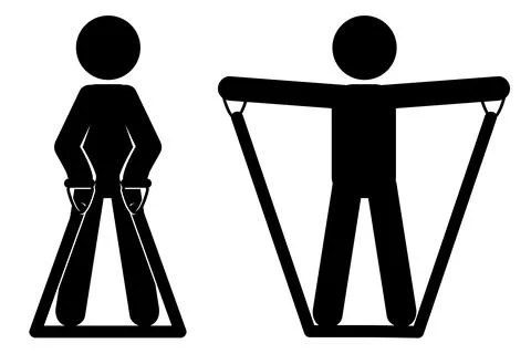 Simple Vector Stick man Workout Lateral Raise using Resistance Band, Isolated Stock Illustration