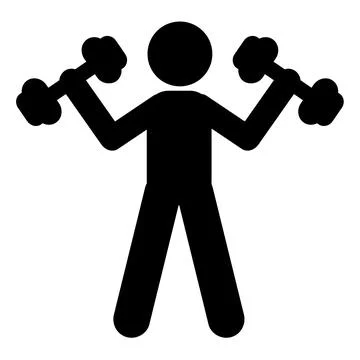 Simple Vector Stick man Workout using Dumbbell, Isolated on white Illustrazione stock