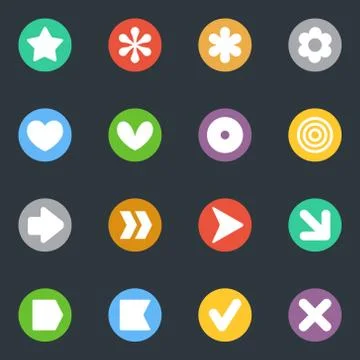 Simple vector stickers icon in the circle set 스톡 일러스트