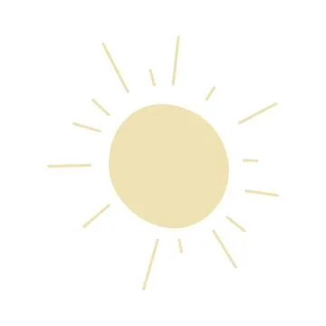 Simple vector sun drawing in flat style for icons and summer graphic designs Stock Illustration