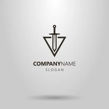 Simple vector sword logo cutting into a triangle Stock Illustration