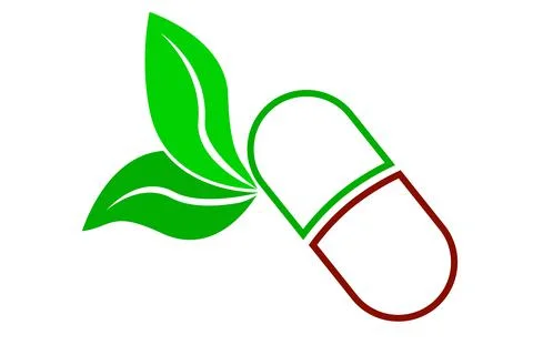 Simple Vector Symbol Logo Herbal Capsule, Isolated on White Illustrazione stock