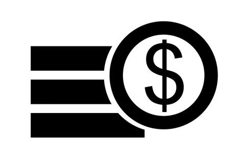 Simple Vector Symbol Stack of Dollar Coin, Isolated on White Stock Illustration