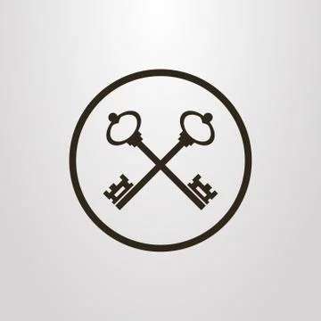 Simple vector symbol of two crossed retro keys in a round frame Stock-Illustration