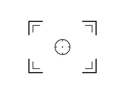 Simple vector target aim, focus lens icon template, logo, camera frame or photo Stock Illustration