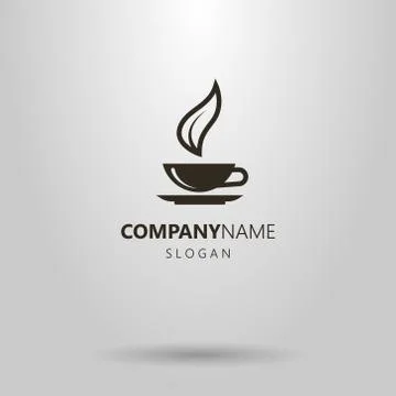 Simple vector tea cup logo with a tea leaf Illustrazione stock