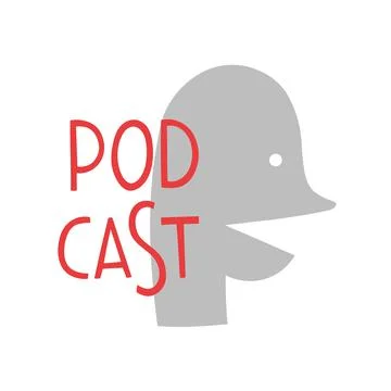 Simple vector template for podcast cover with silhouette of talking person and Stock Illustration