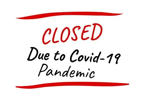 Simple Vector Text Information Closed, due to covid-19 Pandemic Stock Illustration