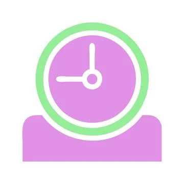 Simple vector time clock icon in green and purple Illustrazione stock
