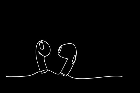 Simple vector tws, wireless earphone, single one or continuous line Illustrazione stock