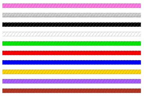 Simple Vector, Various Color Seamless Horizontal Rope, Pink, Gray, Black, Whi Stock Illustration