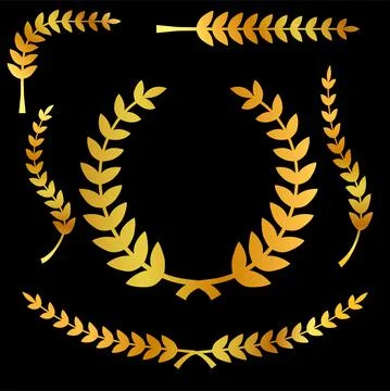 Simple Vector various simple shape golden laurel wreath vector Illustrazione stock