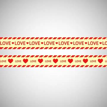 Simple vector warning tape love content on a gray Stock Illustration