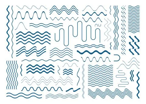 Simple vector wavy line design elements set Illustrazione stock