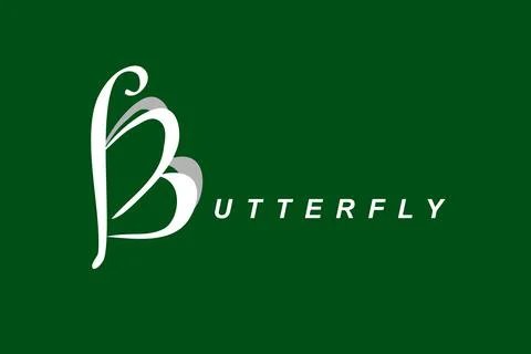 Simple Vector White and Brown Logo Butterfly, for Mountain, Camping Ground, C Stock Illustration