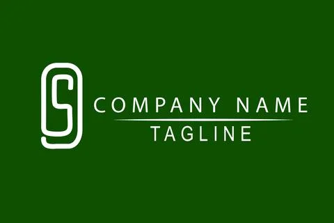 Simple Vector White Icon Stlye S Inside Paperclip, at Dark Green Background,  Stock Illustration