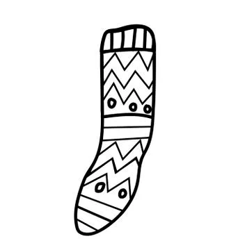 Simple vector woolen sock.Winter and autumn illustration Stock Illustration
