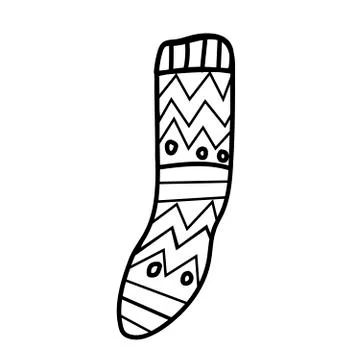 Simple vector woolen sock.Winter and autumn illustration Stock Illustration