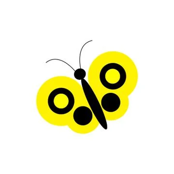 Simple vector yellow butterfly Stock Illustration