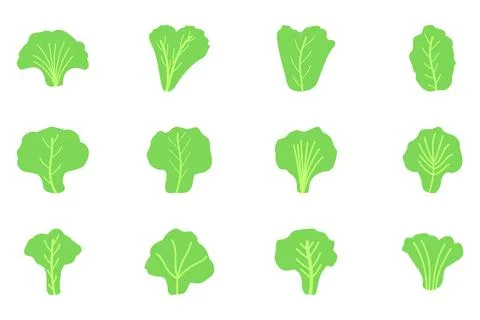 Simple vegetable icon set. Healty food flat design Stock Illustration
