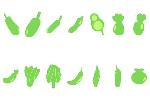 Simple vegetable icon set. Healty food flat design Stock Illustration