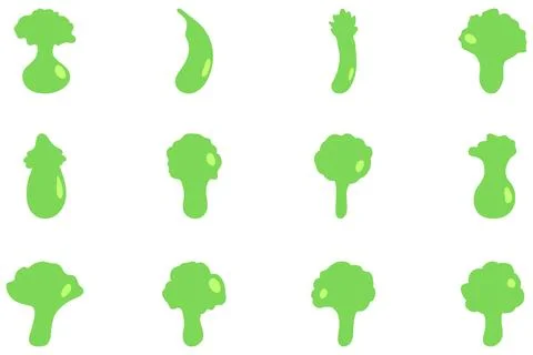 Simple vegetable icon set. Healty food flat design Stock Illustration