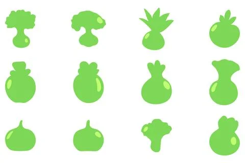 Simple vegetable icon set. Healty food flat design Stock Illustration