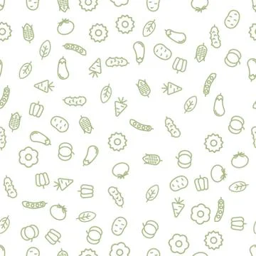 Simple Vegetables Icon Seamless Pattern. Vector Stock Illustration