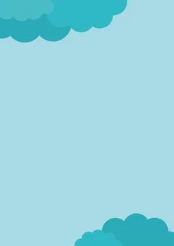 Simple vertical A4 format background with Blue Sky and Clouds at the top and  イラスト素材