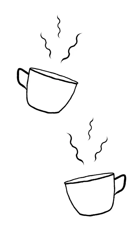 Simple vertical animation of hand drawn steamy mugs. Minimalist, doodle style. Stock Footage 320908115