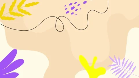 Simple vibrant abstract artwork with organic shapes and leafy details seamless Video stock 304862268