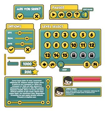 Simple Video Game Windows Set Stock Illustration