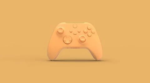 Simple video game wireless gamepad joystick 3d illustration in yellow colour  Stock Illustration