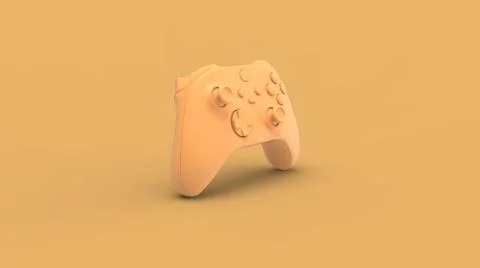 Simple video game wireless gamepad joystick 3d illustration in yellow colour  Stock Illustration
