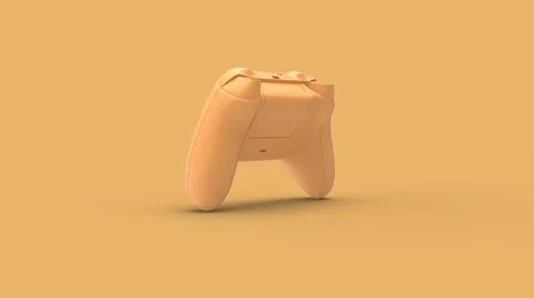 Simple video game wireless gamepad joystick 3d illustration in yellow colour  Stock Illustration