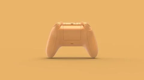 Simple video game wireless gamepad joystick 3d illustration in yellow colour  Stock Illustration
