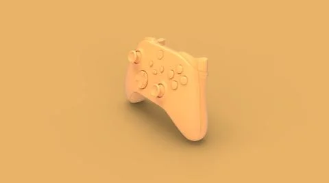 Simple video game wireless gamepad joystick 3d illustration in yellow colour  Stock Illustration