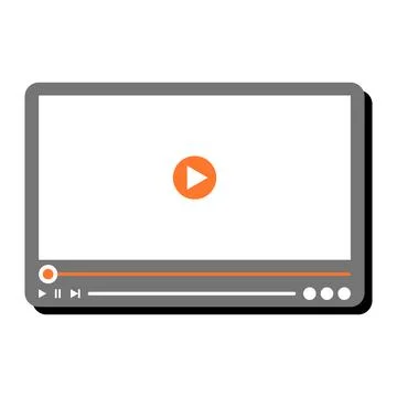 Simple video player interface blank gray and orange mockup with play button.. Stock Illustration
