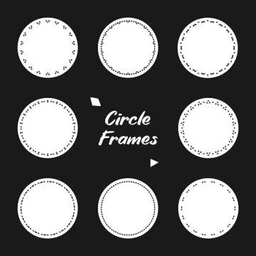 Simple Vintage Decorative Circle Frames Set for design Round Frames Stock Illustration