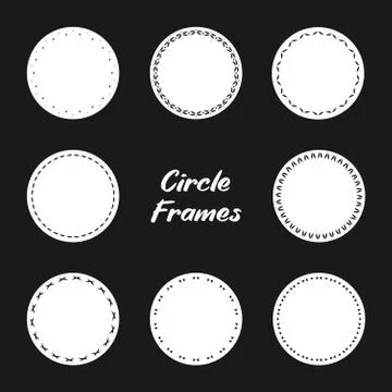 Simple Vintage Decorative Circle Frames Set for design Round Frames Stock Illustration