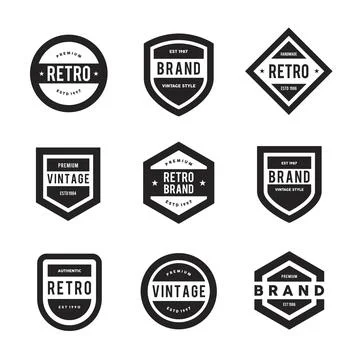 Simple Vintage Logo Badges Vector Set Stock Illustration