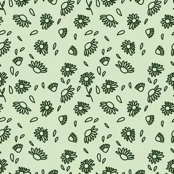 Simple vintage pattern. small white flowers, green Stock Illustration