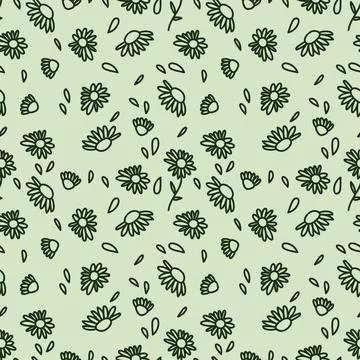 Simple vintage pattern. small white flowers, green Stock Illustration