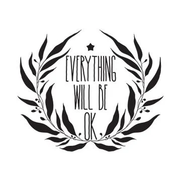 Simple vintage poster with floral elements, motivational quote Illustrazione stock