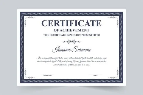 Simple vintage style certificate decoration and frame design for educationa.. Stock Illustration