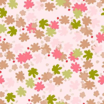 Simple vintage style seamless pattern with hand drawn flowers ornament. Rando Stock Illustration